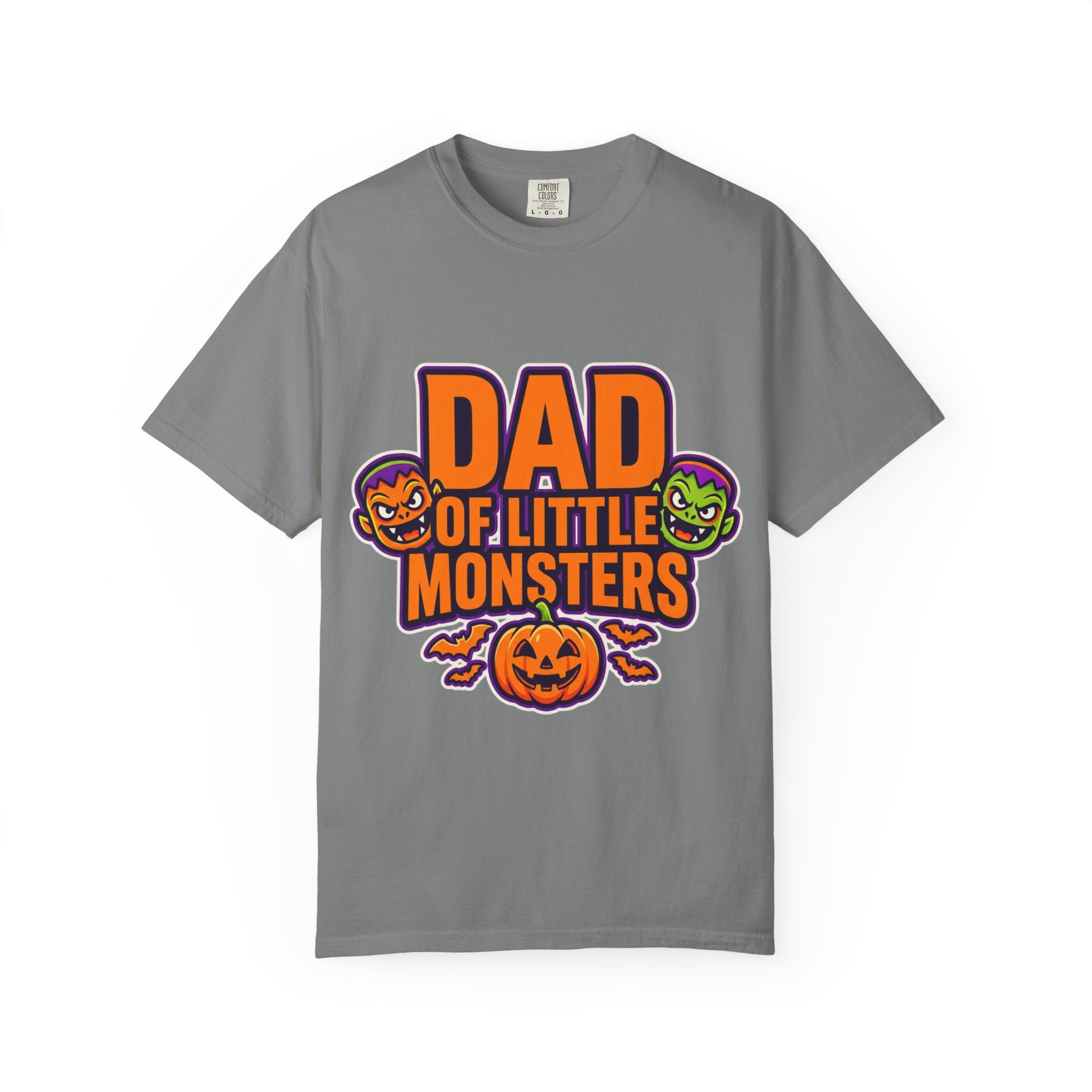 Dad of Little Monsters T-Shirt — Halloween Dad Tee with Pumpkin & Monster Faces
