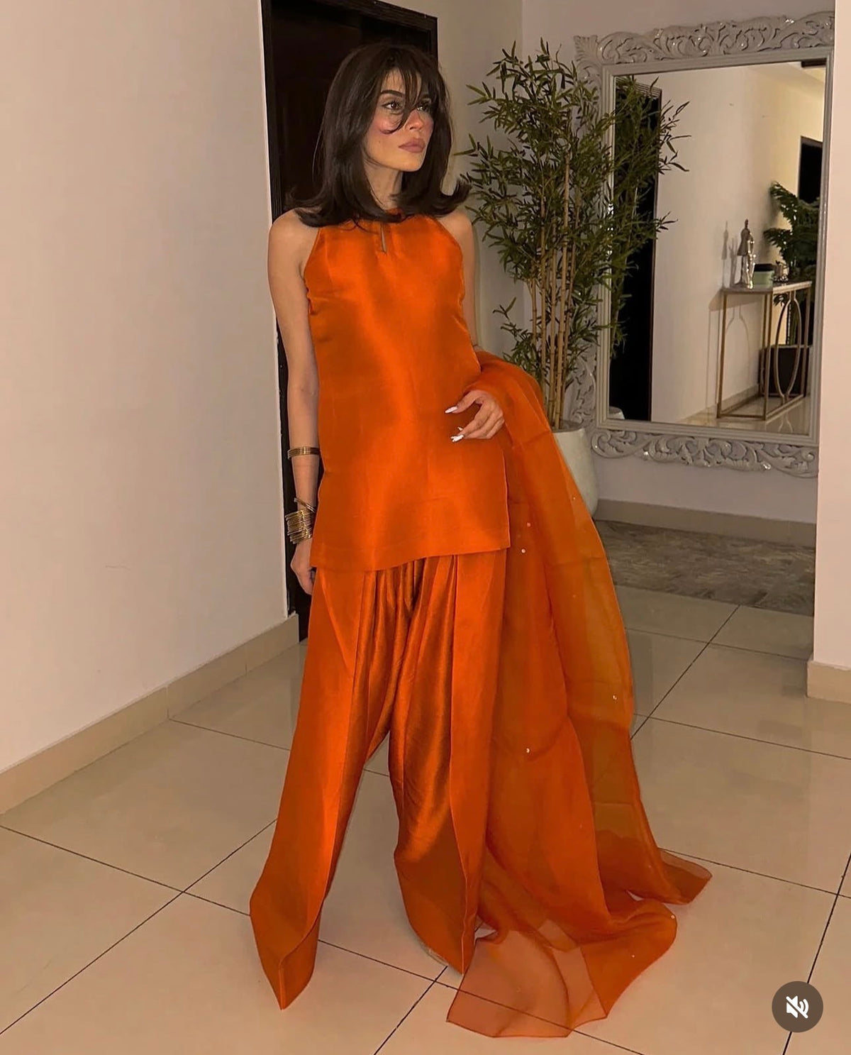 Farshi Shalwar Set Bold Orange