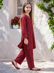 2 Piece Viscose Suit- Embroidered (Pret)