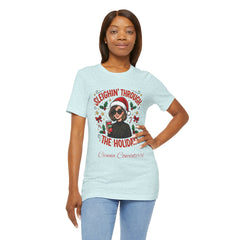 Sleighin' Through the Holidays Tee — Christmas Coffee Graphic Tee