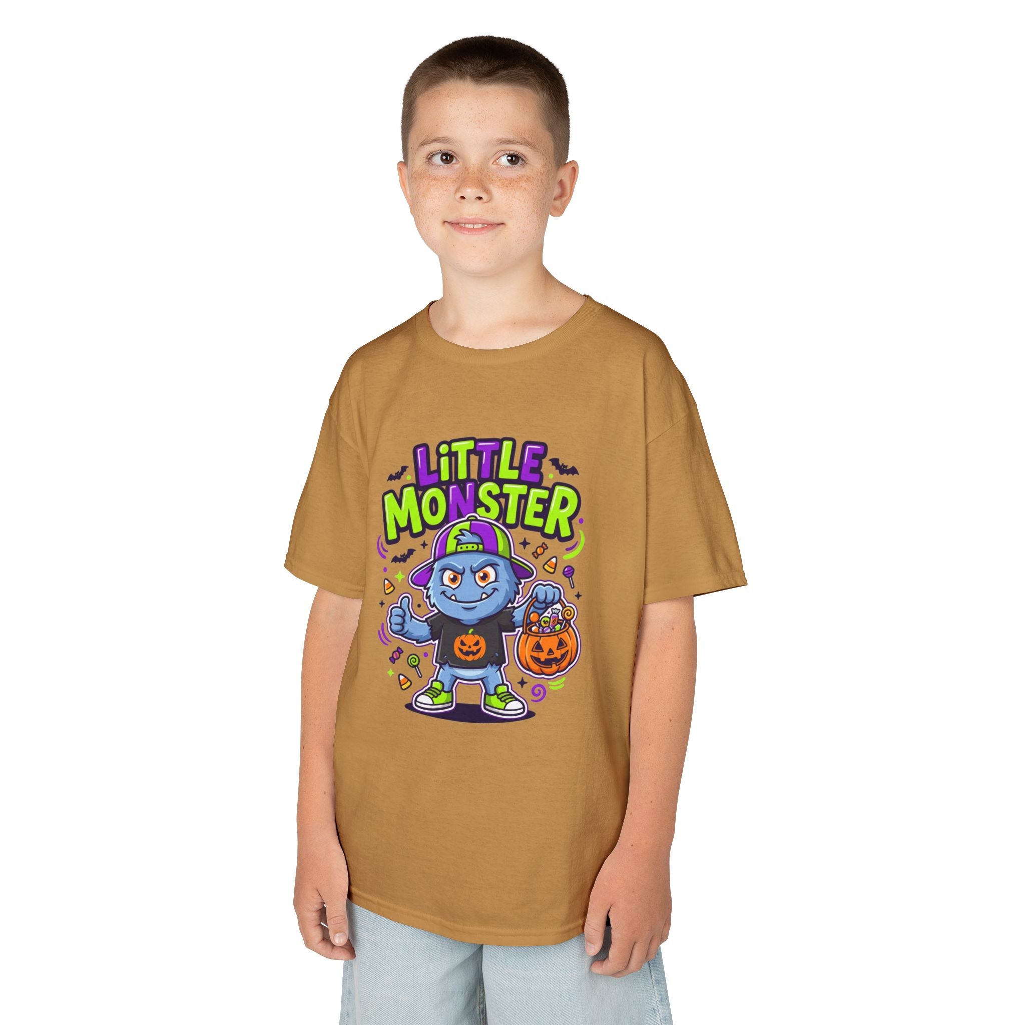 Youth - Kids Tee — 'Little Monster' Halloween Cartoon Shirt