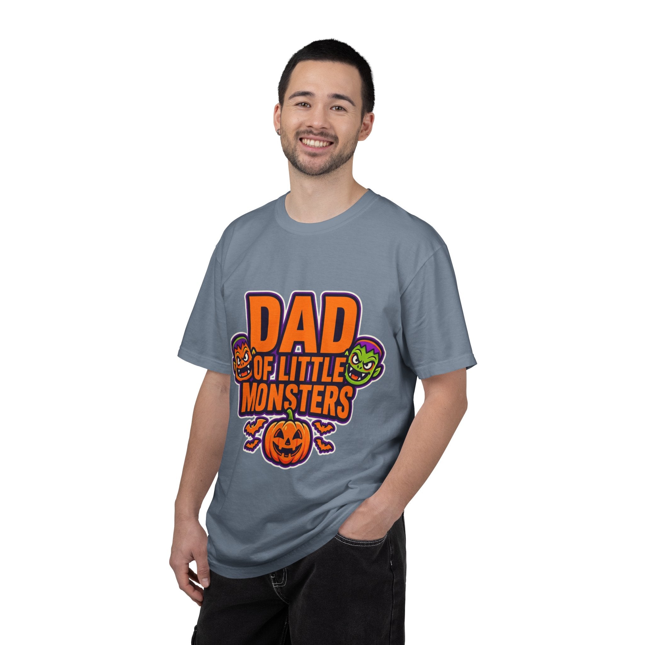 Dad of Little Monsters T-Shirt — Halloween Dad Tee with Pumpkin & Monster Faces