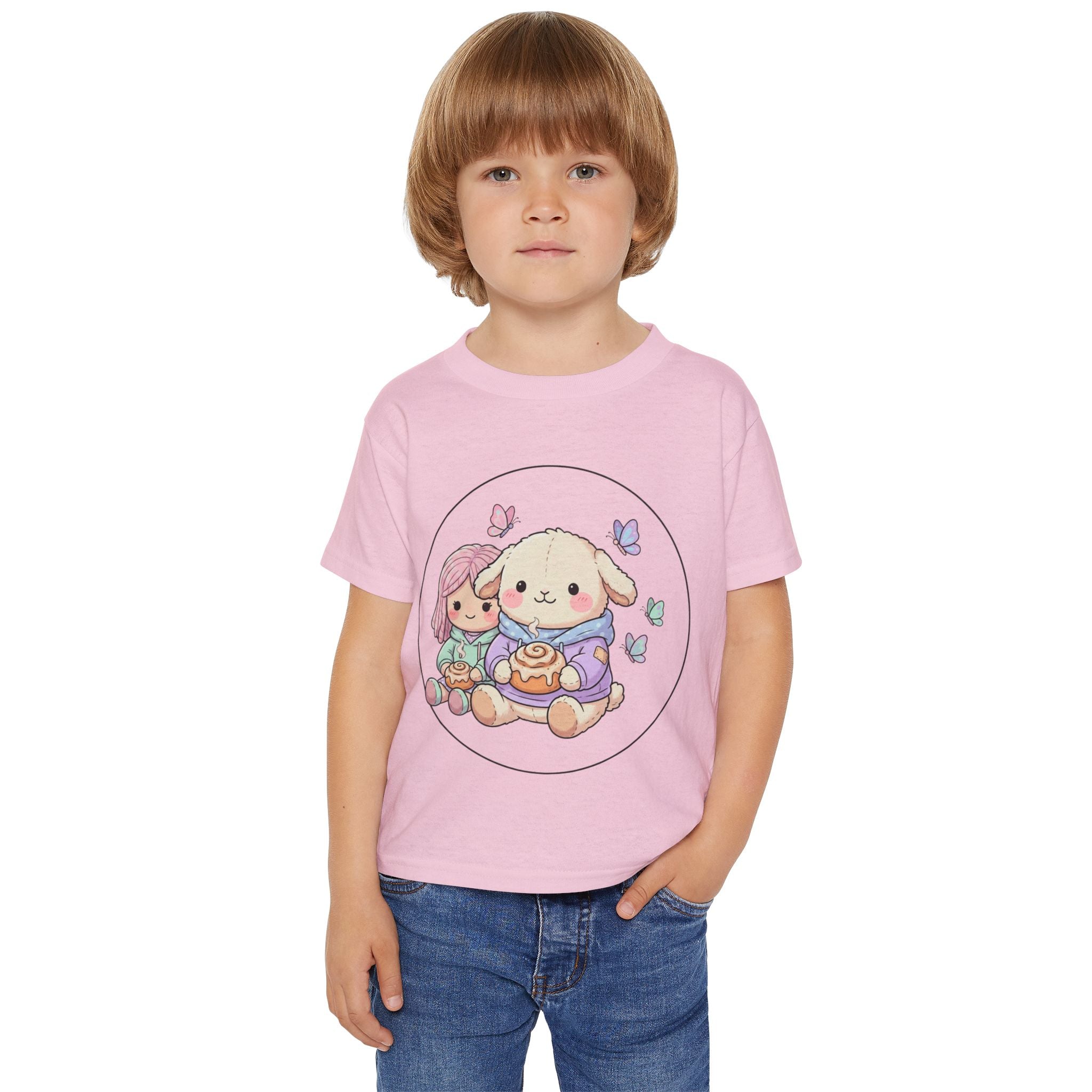 Cute Bunny & Girl Toddler T‑Shirt — Pastel Plush Friends Graphic Tee