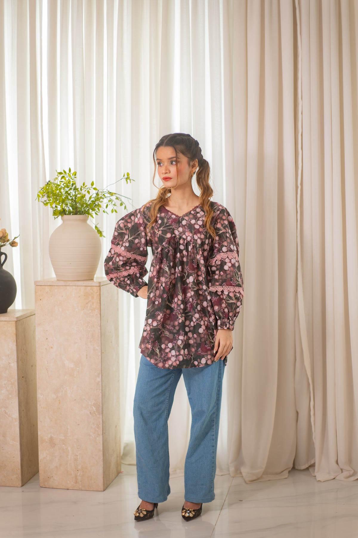 MSP 203 - Printed Kurti With Bail Detailing