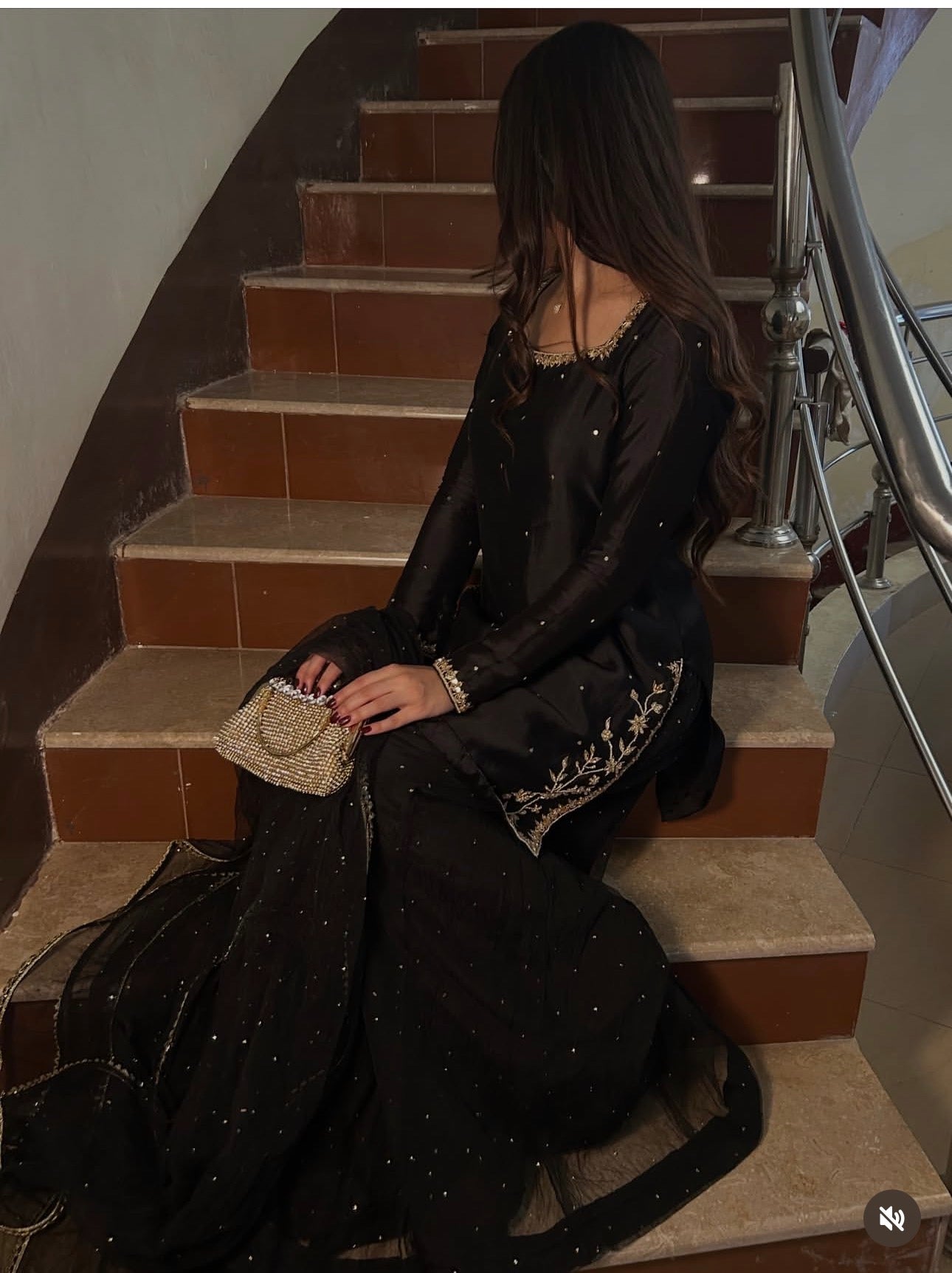 Black Hand-Embroidered Raw Silk Sharara Set - 3 Piece Festive Outfit