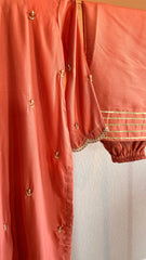 Korean Raw Silk Booti Shirt with Farshi Salwar & Chiffon Dupatta – 3 Piece Set
