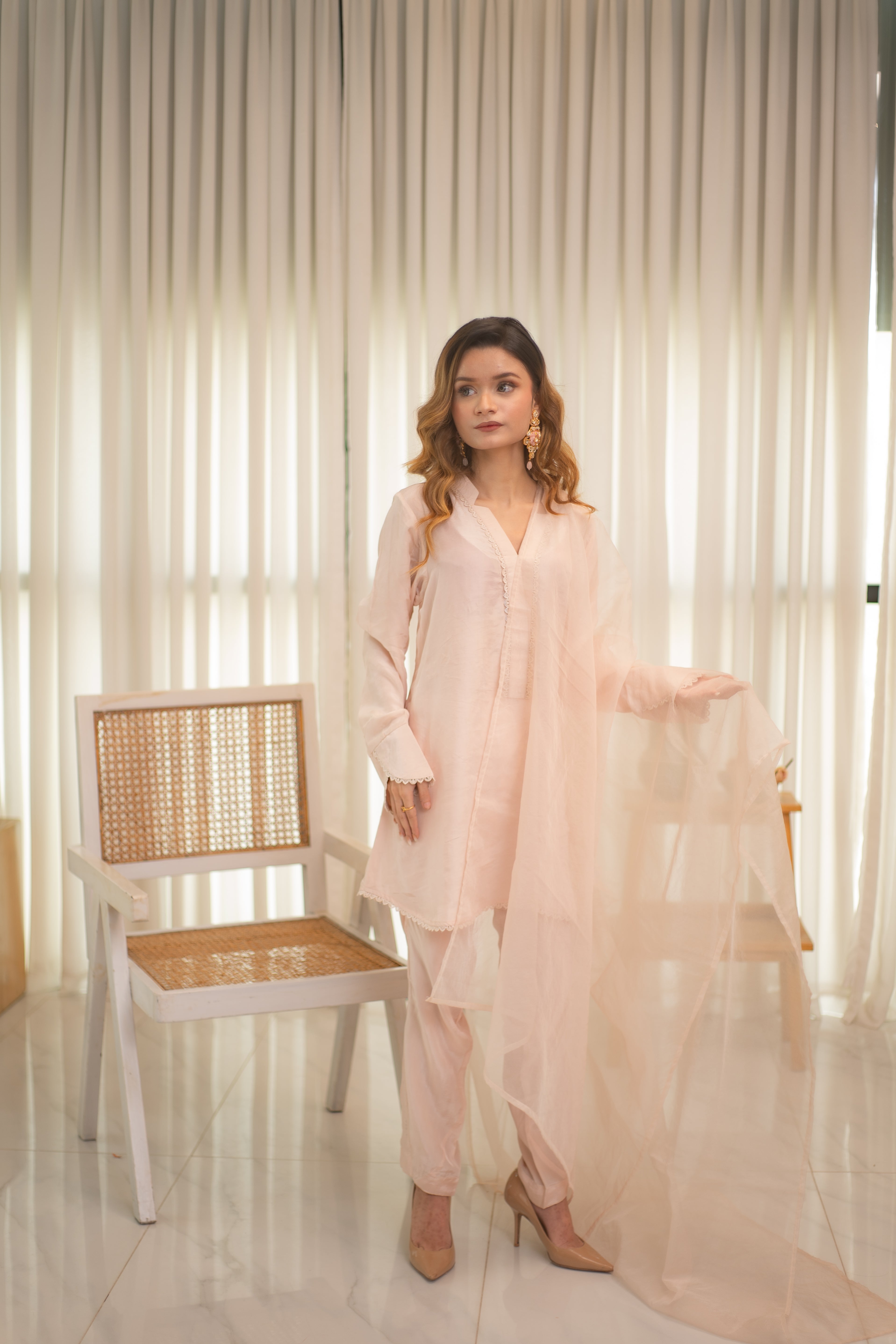 MSP 305 - Off-White Farshi Silk 3-Piece Outfit