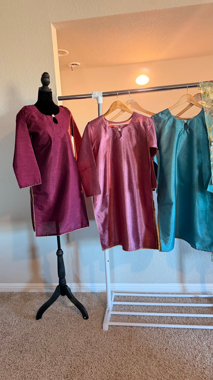 Korean Raw Silk Salwar Suit – Plain Elegance with Heavy Embroidered Organza Dupatta | 3 Piece Set