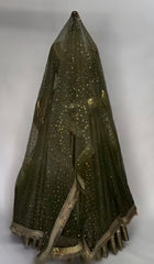 Olive Green Embellished Anarkali – 3 Piece Suit
