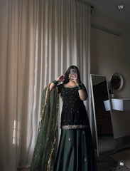 3-Piece Plush Velvet & Silk Lehnga Set