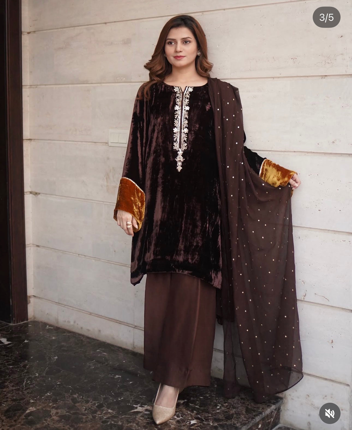 Color Block Luxury French Velvet Dress