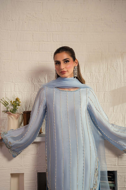  Elsa – Elegant Sheesha Silk Kameez with Organza Dupatta