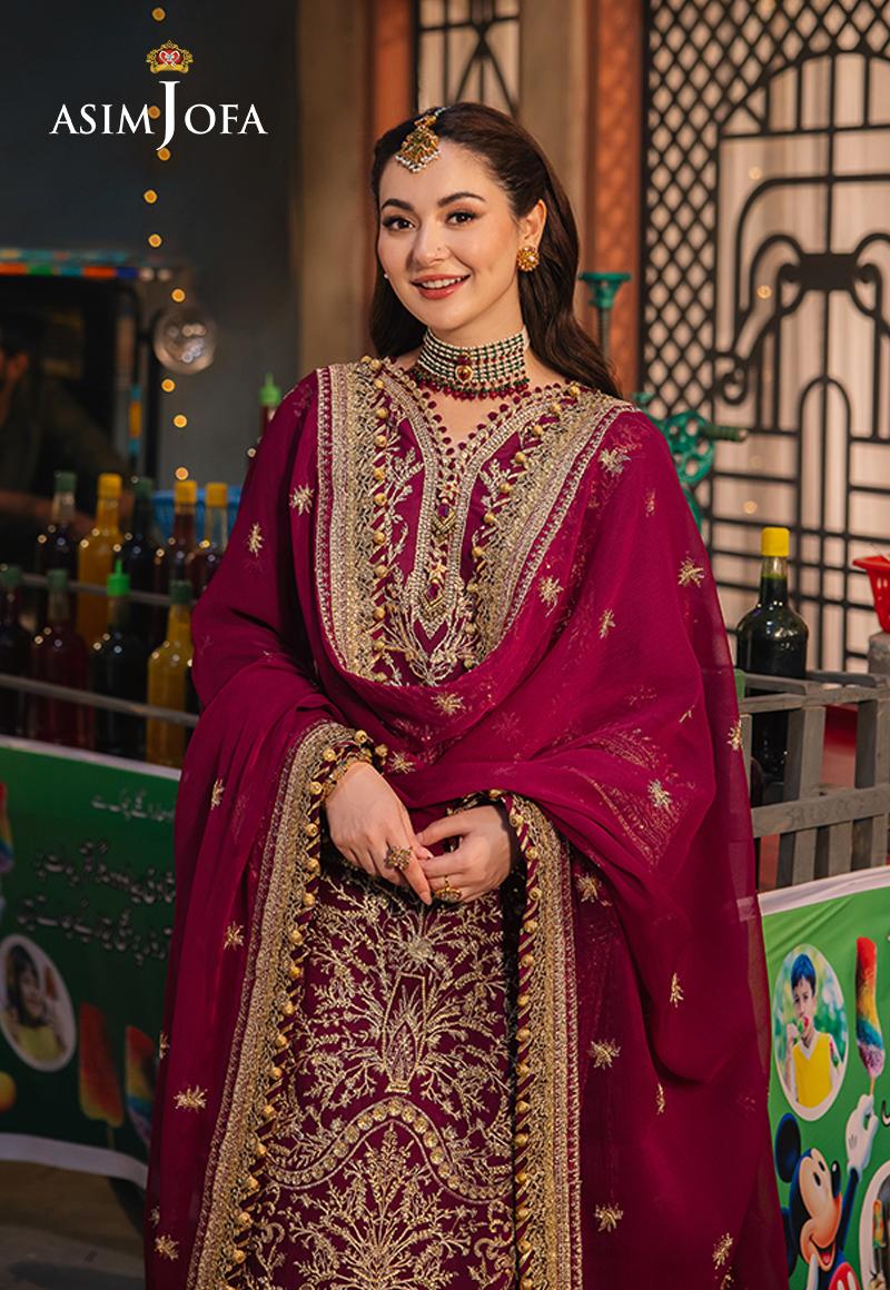 Asim Jofa Embroidered Twisted Silk Suit - Hania Amir