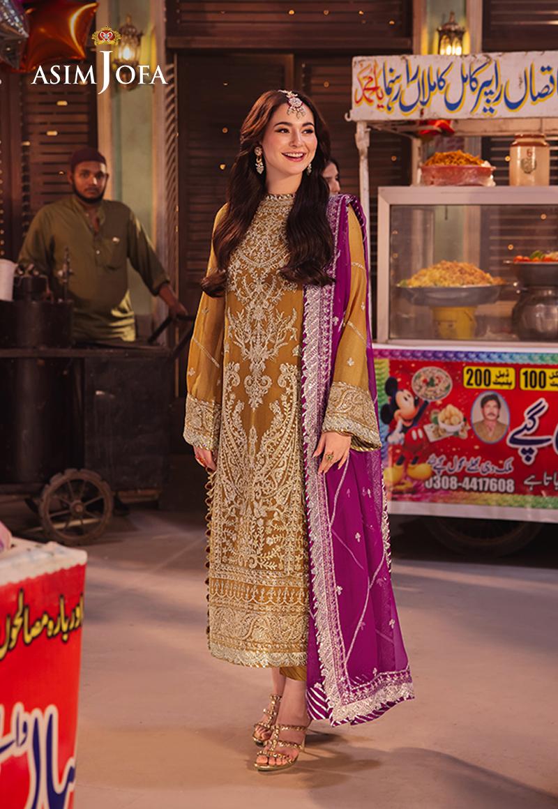 Asim Jofa gold embroidered chiffon 3-piece suit – Mahaba Studio USA