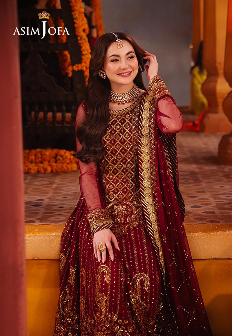 Asim Jofa red embroidered net 3-piece suit – Mahaba Studio USA