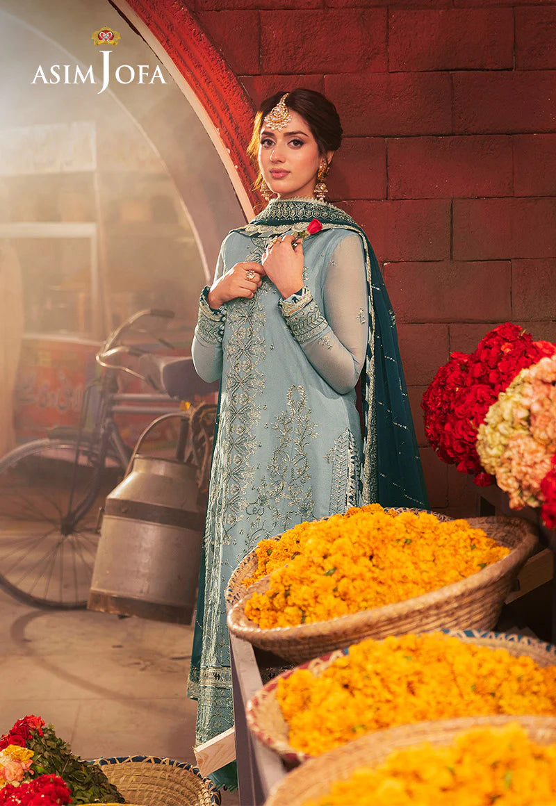 Stunning green embroidered 3-piece outfit with gold and teal details – Pakistani fashion USA