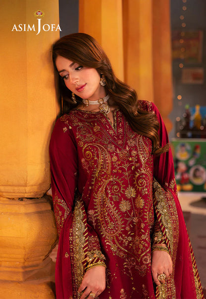 Soft pink embroidered twisted silk suit with antique gold details – Pakistani fashion USA