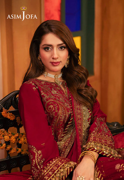 Delicate Asim Jofa pink embroidered ensemble with chiffon dupatta – Mahaba Studio USA