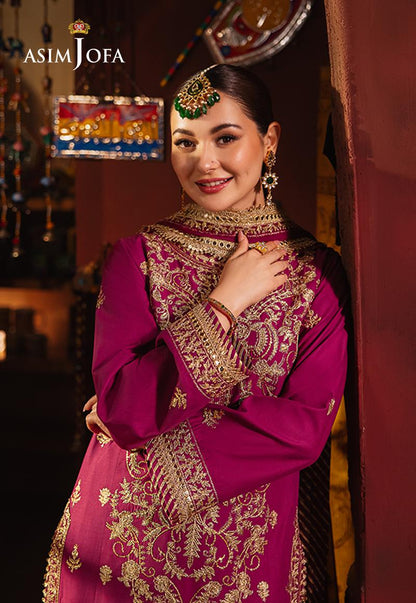 Asim Jofa purple embroidered 3-piece suit with traditional elegance – Mahaba Studio USA