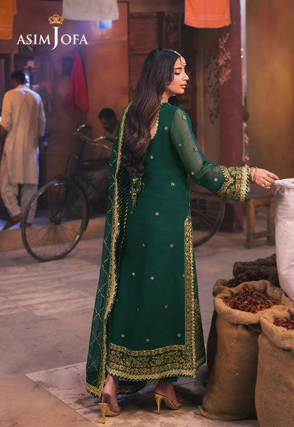 Elegant green twisted silk shirt with intricate floral embroidery – Mahaba Studio USA