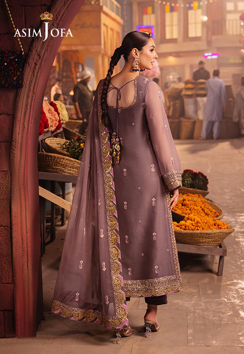 Elegant Pakistani pink chiffon suit with pastel embroidery