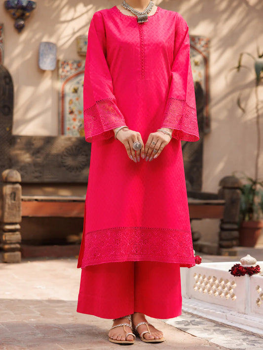 AL-2PS-LKS-1054 – Pink Schiffli Embroidered 2-Piece Stitched Suit