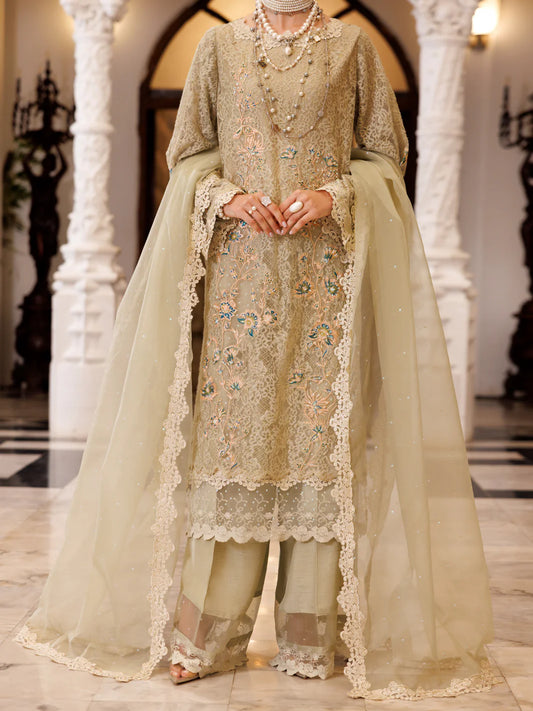 AL-3PS-LS-507 – Pistachio Green Poly Schiffli Formal