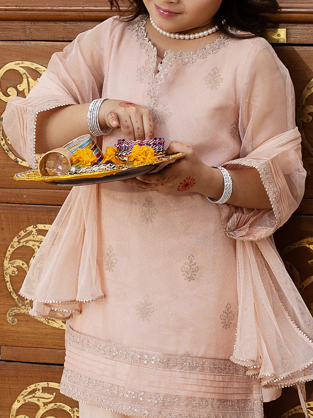 ALGR-3PS-LS-013 – Light Pink Shimmer Net 3Pc Stitched Suit