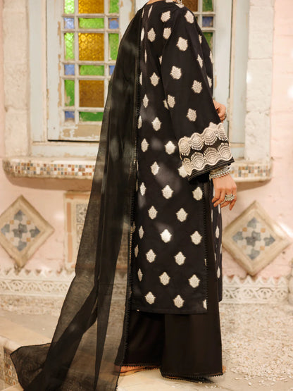 ALP-3PS-2269 – Black Yarn Dyed Jacquard | Stitched Suit