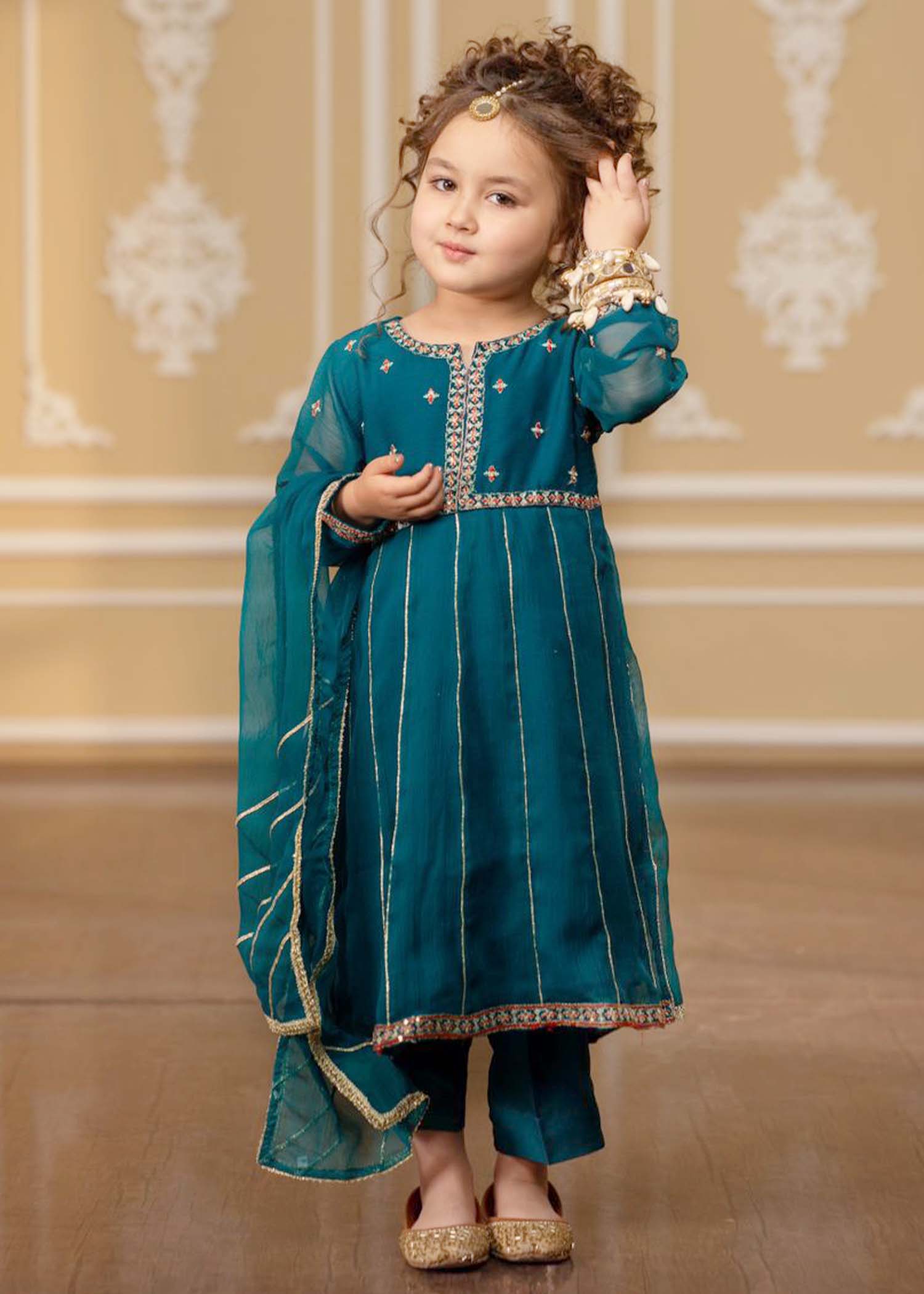 3 Piece Chiffon Embroidered Suit