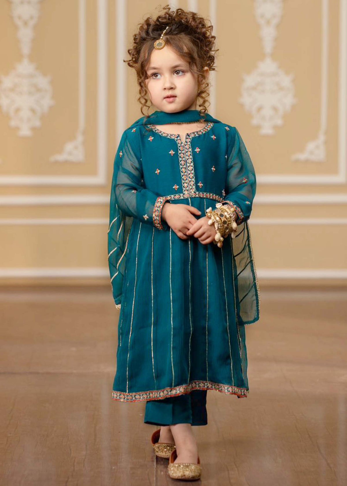3 Piece Chiffon Embroidered Suit