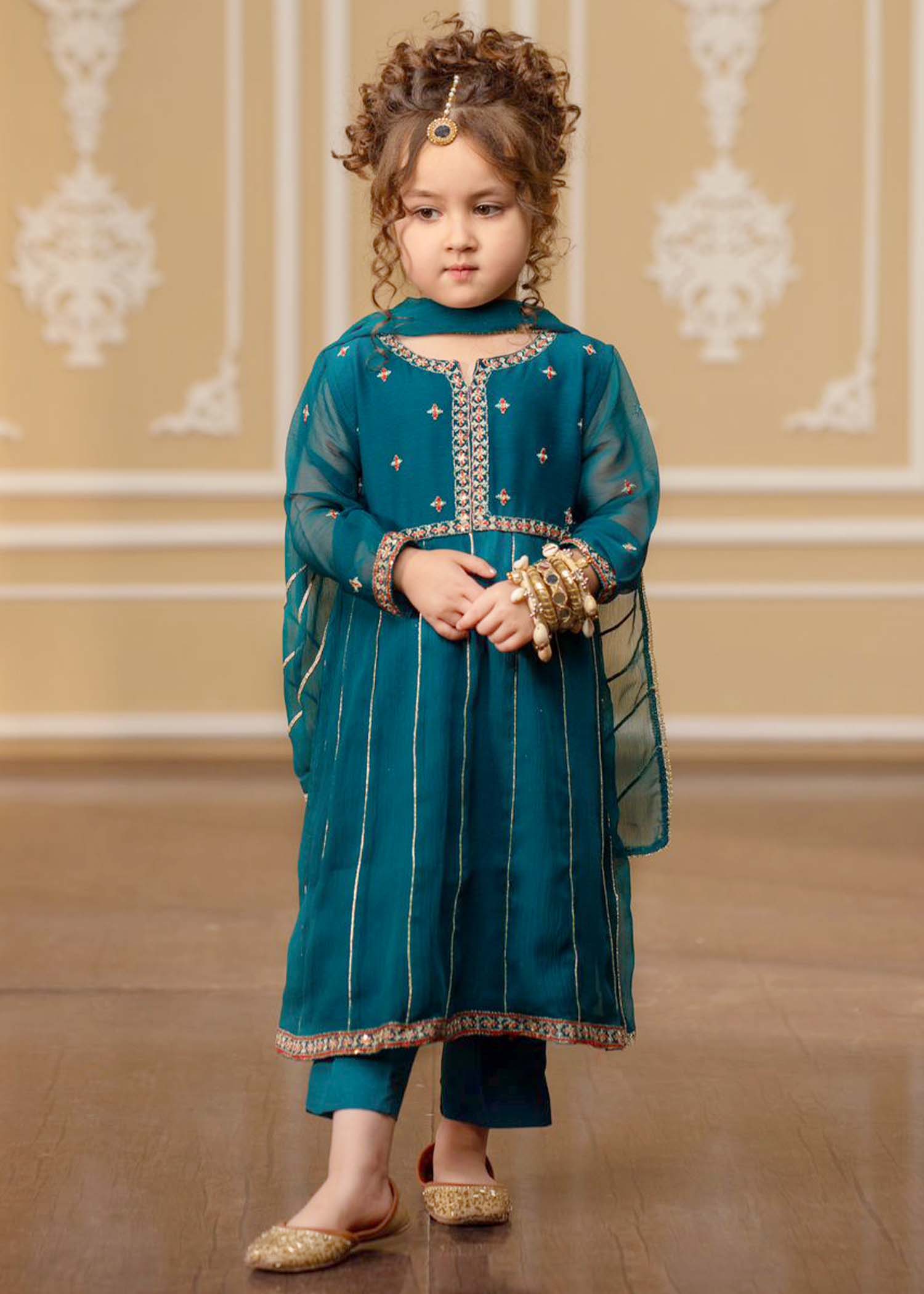 3 Piece Chiffon Embroidered Suit