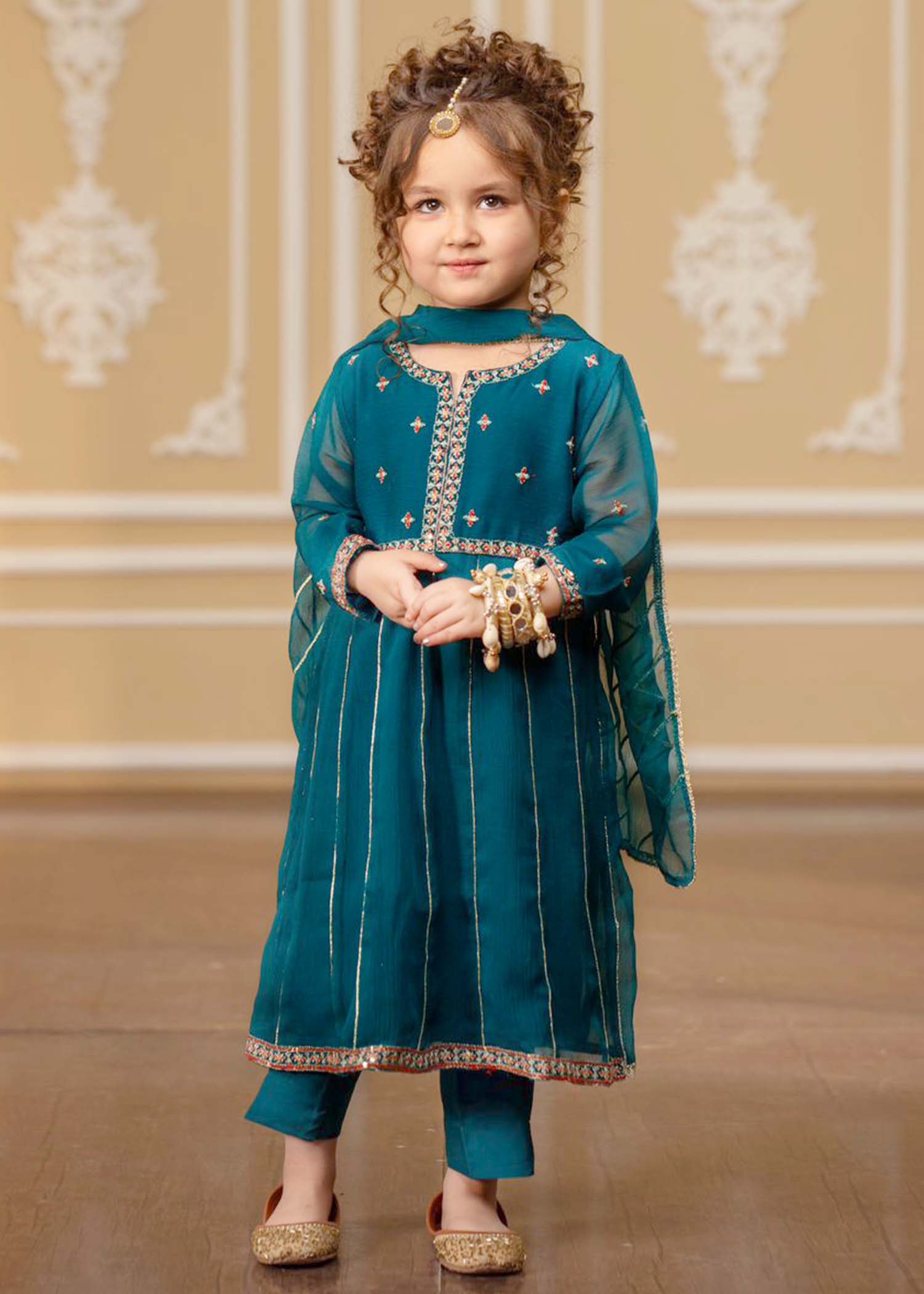 3 Piece Chiffon Embroidered Suit