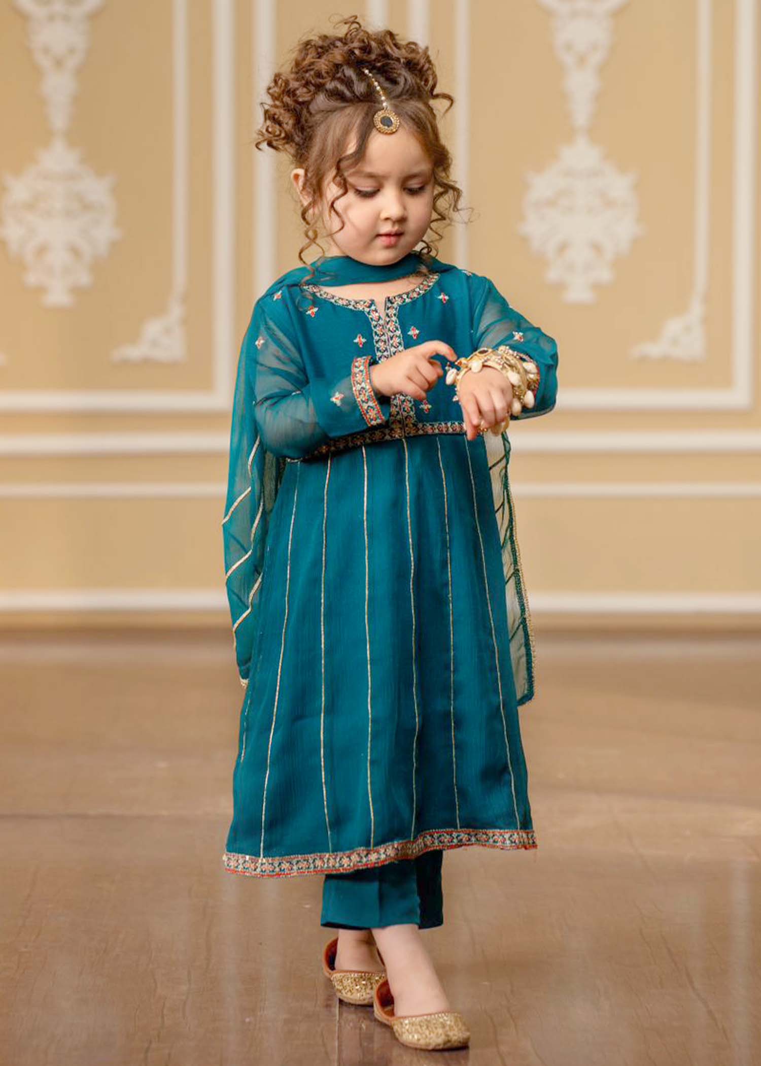 3 Piece Chiffon Embroidered Suit