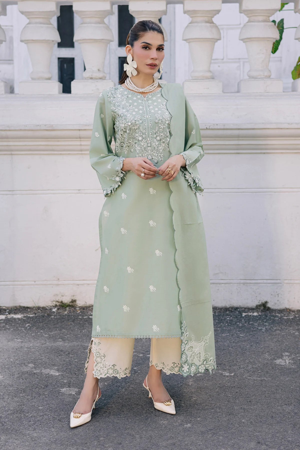 MINT DREAM 3PC - FESTIVE EMBROIDERED LAWN