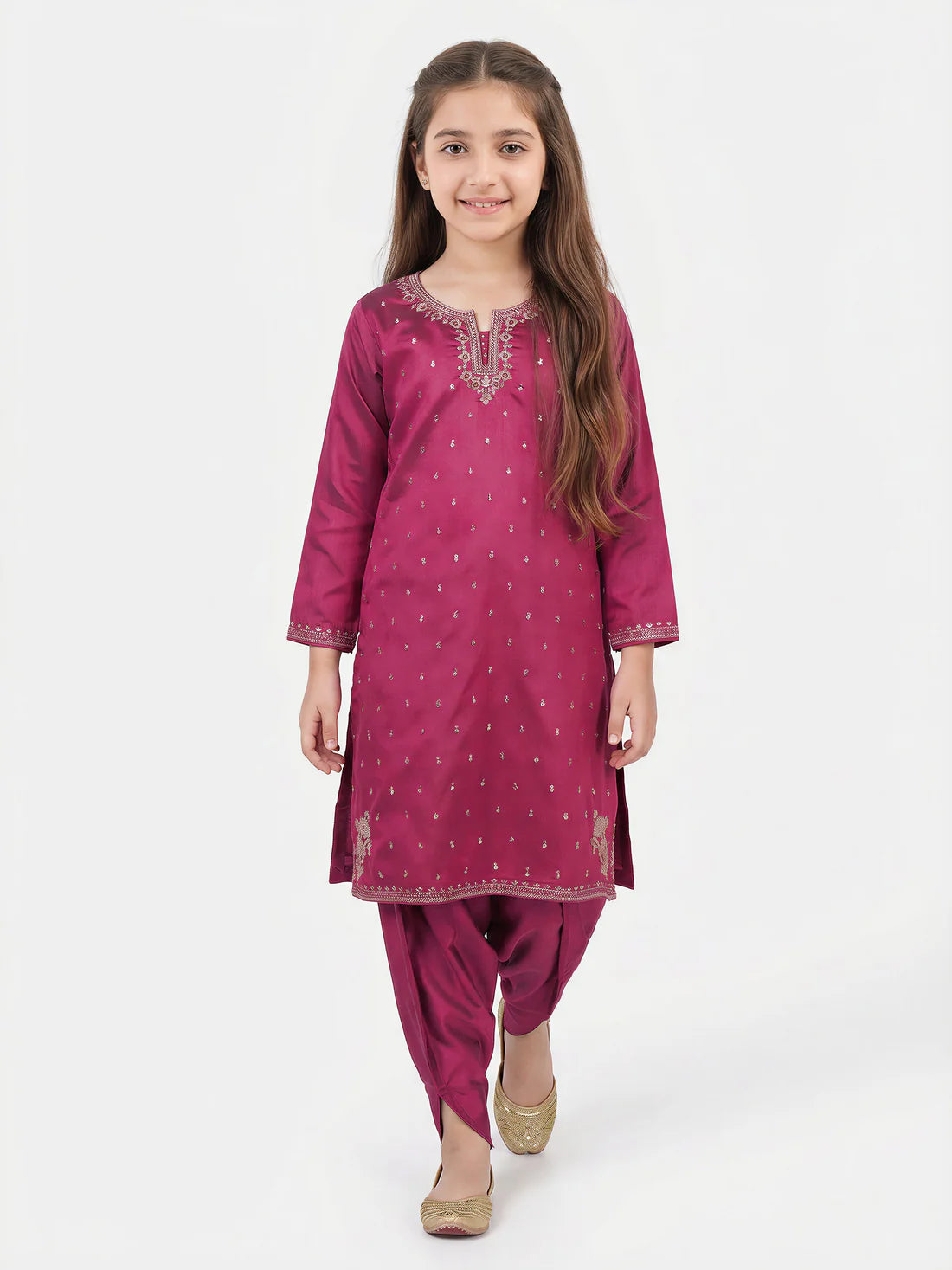 2 Piece Raw Silk Suit- Embroidered (Pret)