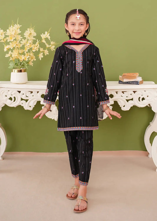 3 Piece Khaddar Embroidered Black Suit