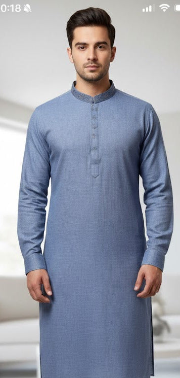 Jeans blue salwar kameez for men