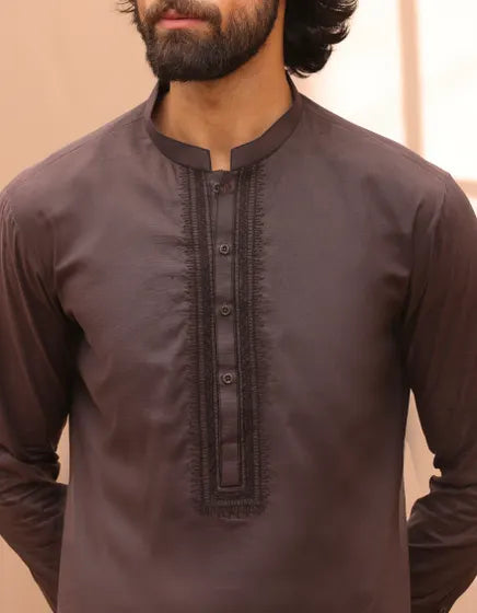 BROWN COTTON KAMEEZ SHALWAR j.