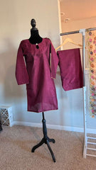Korean Raw Silk Salwar Suit – Plain Elegance with Heavy Embroidered Organza Dupatta | 3 Piece Set