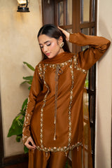 NF-7102 Antique Dull Silk Stitched 2PC Suit