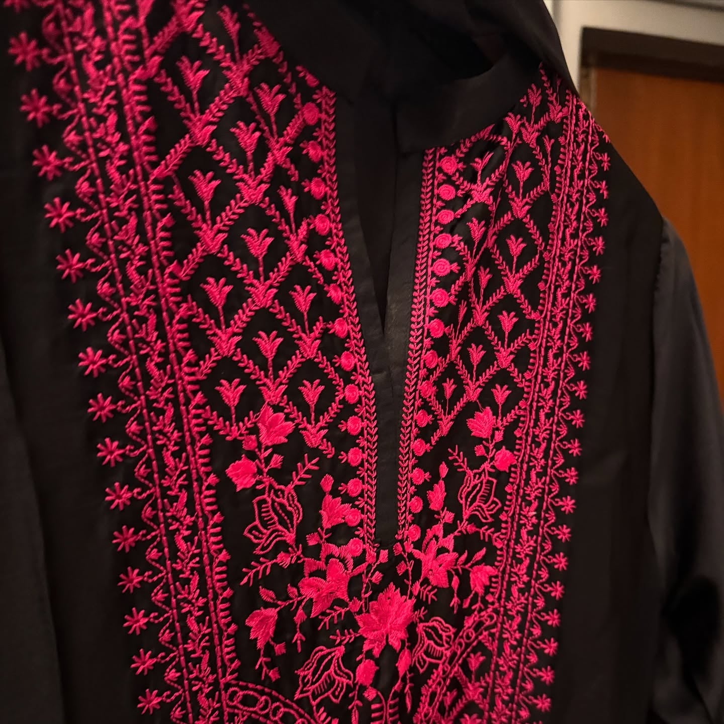 Shamoz Silk Embroidered Long Shirt Set – 3 Piece | Ready to Ship