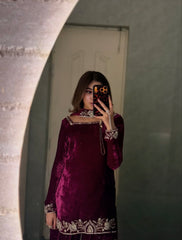 Beetroot Farshi Shalwar Set