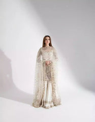 Off white hand embroidered gharara