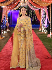 Sunshine Yellow Mirror & Sequin Work Saree – Festive Wear| Indian Sari