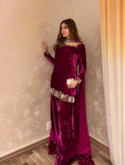 Beetroot Farshi Shalwar Set