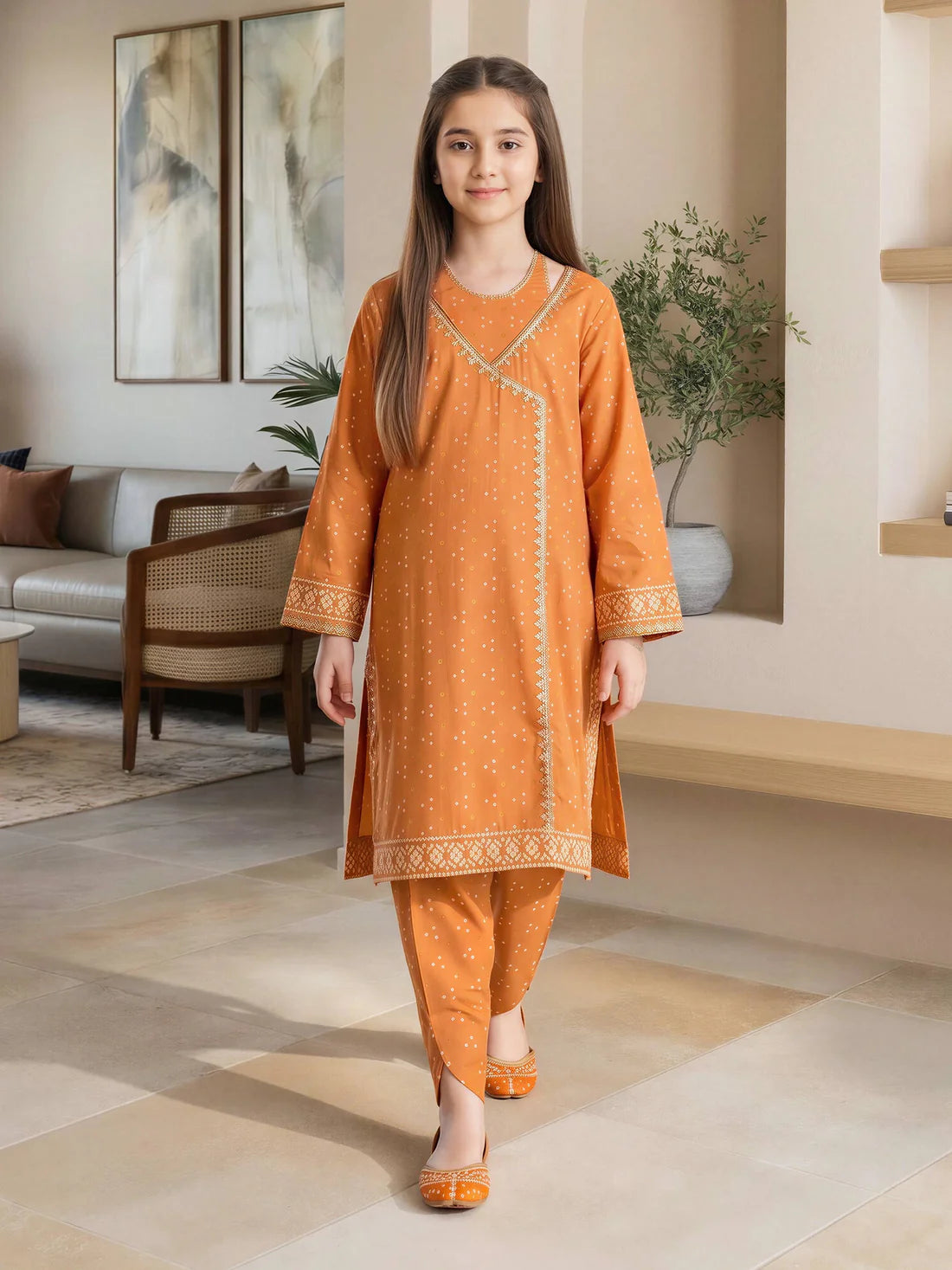 2 Piece Lawn Slub Suit- Embroidered (Pret)
