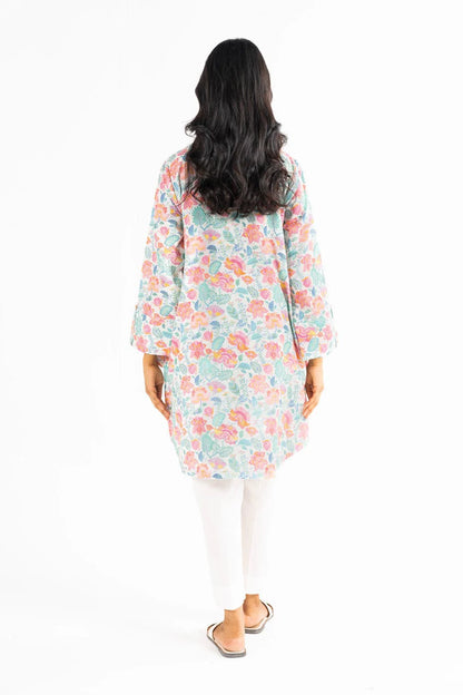 back view of Multicolor Printed Khaddar Kurti