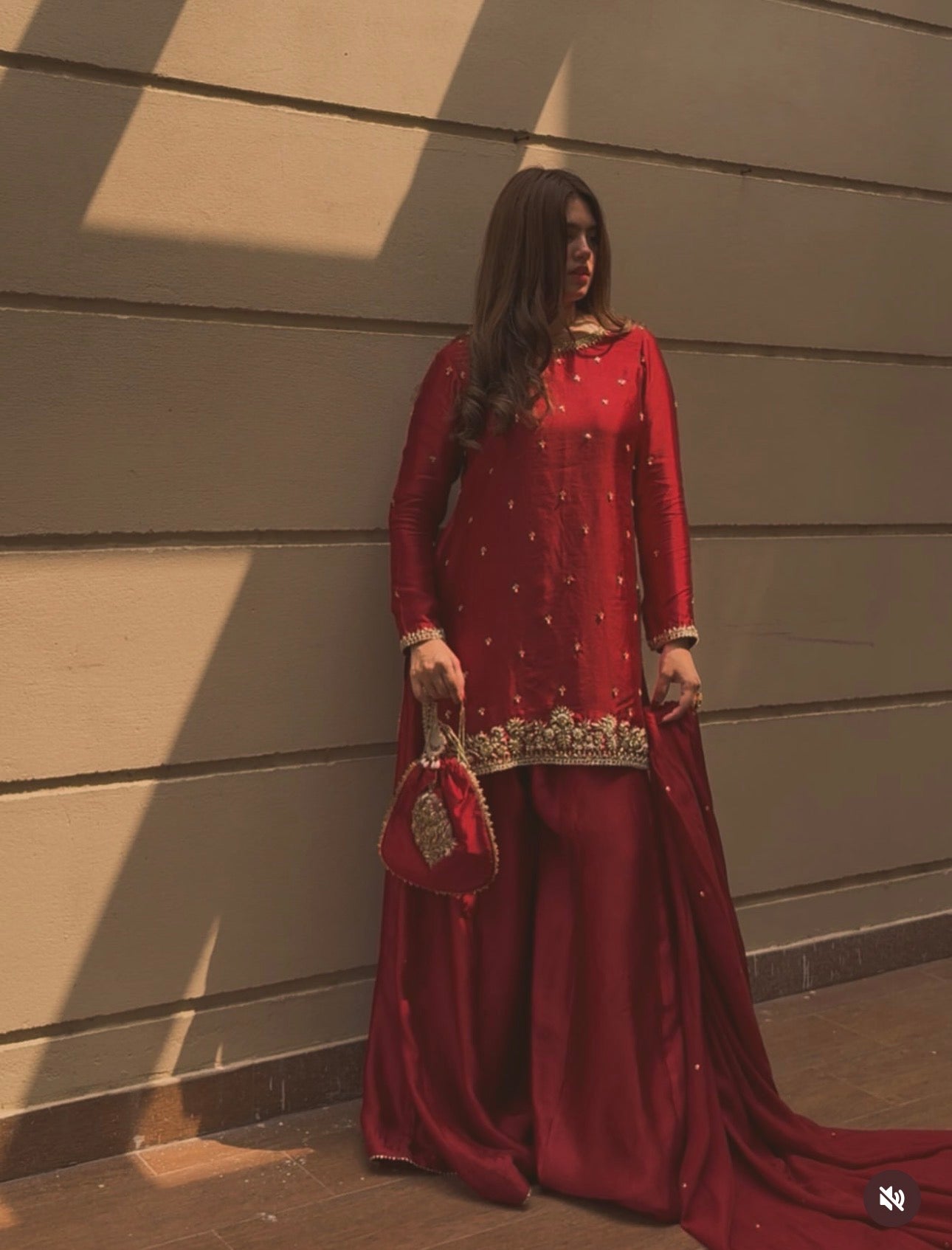 Royal Ruby Sheesha Silk Statement Suit