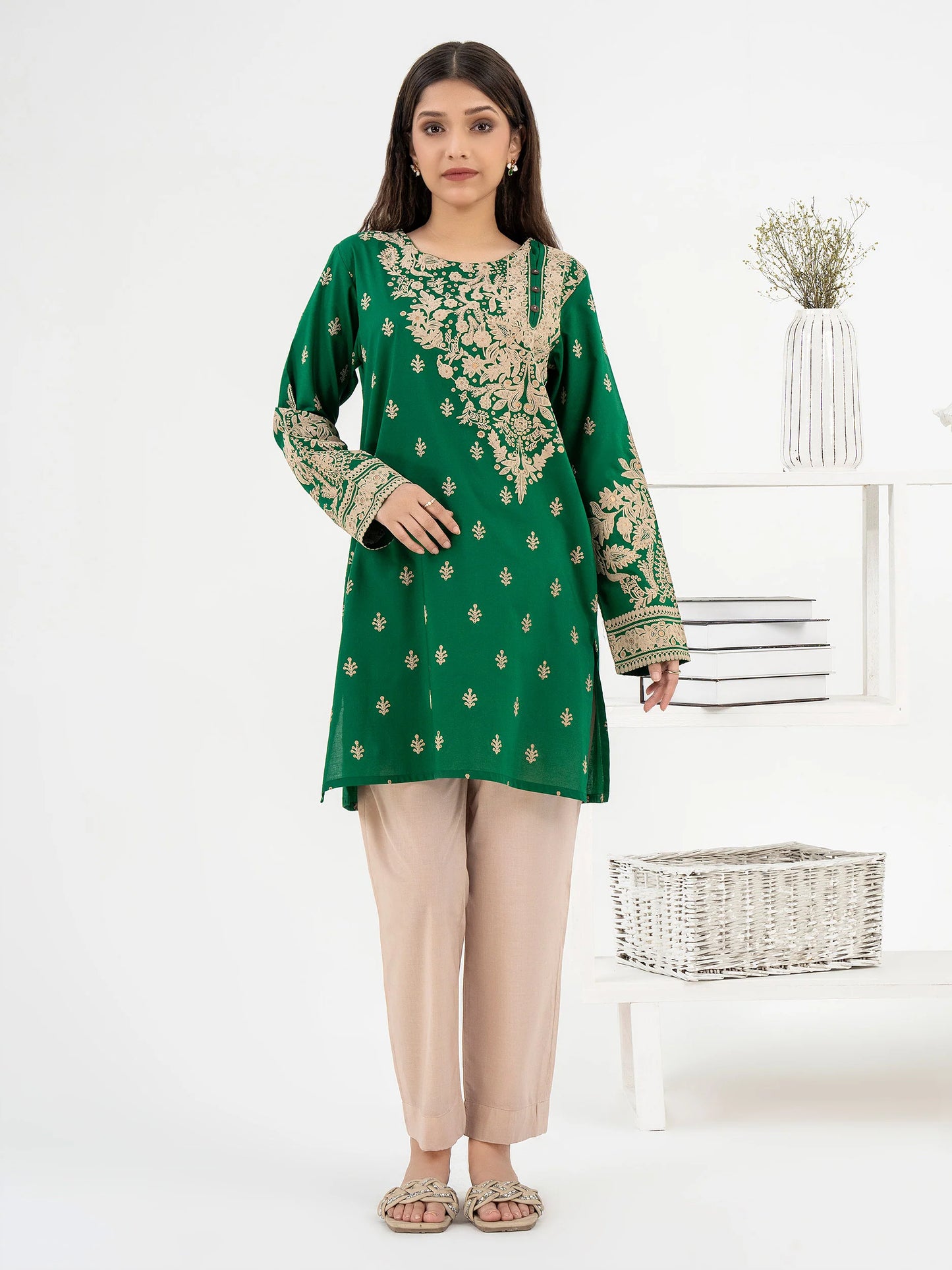 Cambric-Kurti-Paste-Print-Pret